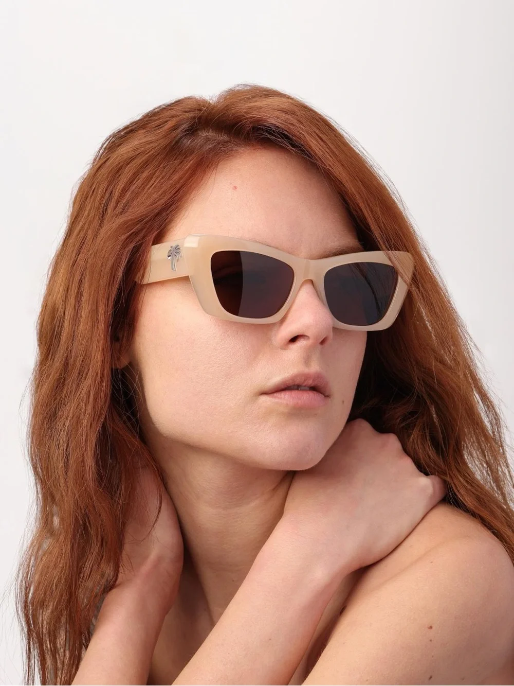 Vintage Cream Cat Eye Sunglasses with Gradient Pink Lenses - Women Accessories